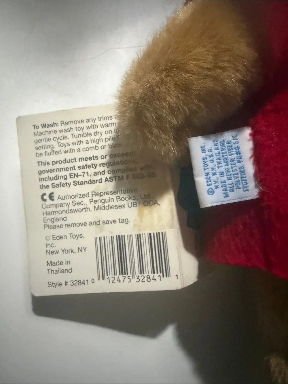 Classic Paddington-Style Plush Bear in Red Coat and Navy Hat